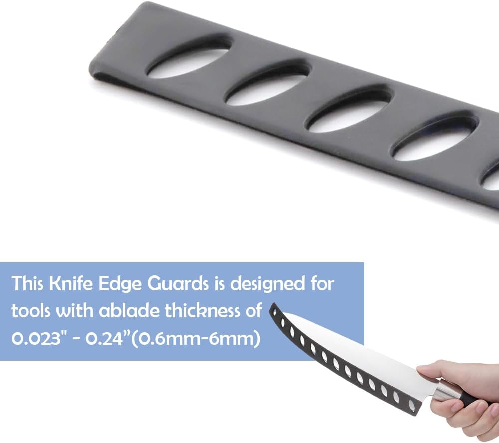 16 Pcs 8 Inch Knife Edge Guards Blade Protector Plastic Knife Edge Cover Sleeves Universal Blade Covers Knife Sheath for Home Chef Kitchen Supplies, Black(12 Straight Type, 4 Curved Type)