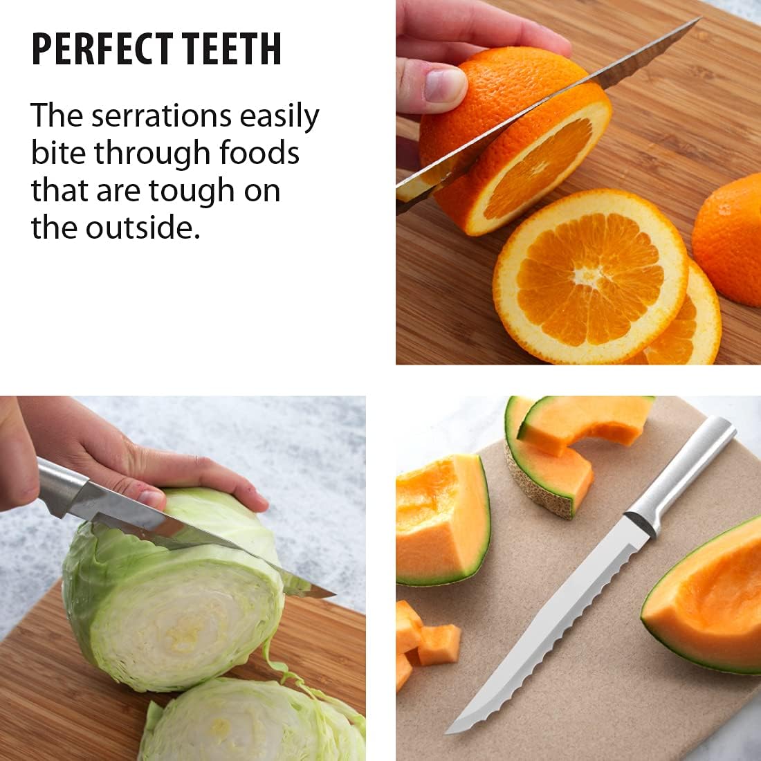 Serrated Slicer Knife (R138), Silver Handle, Pack of 2 | 7" Stainless Steel Serrated Blade, Silver Cast Aluminum Handle