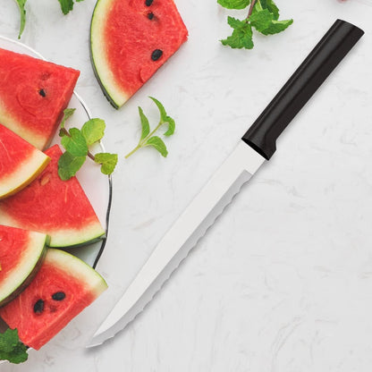 Serrated Slicer Knife (R138), Silver Handle, Pack of 2 | 7" Stainless Steel Serrated Blade, Silver Cast Aluminum Handle