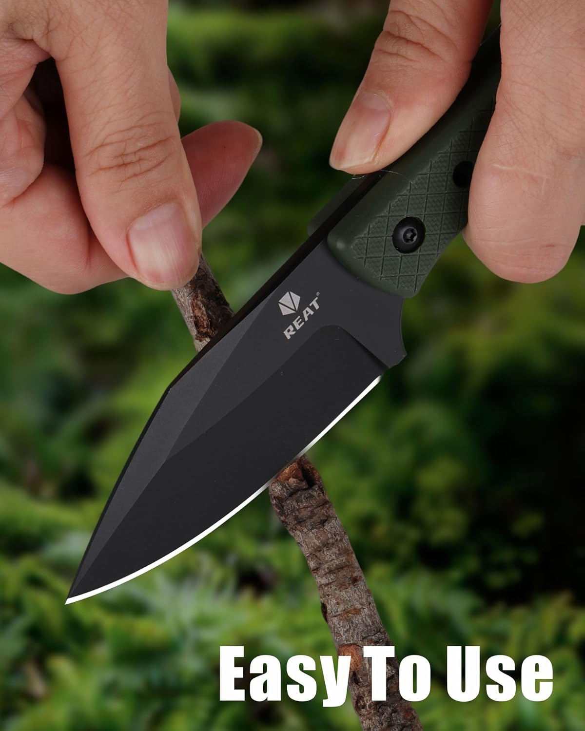 REAT Fixed Blade Knife with Kydex Sheath, 3.75" D2 Steel Blade,Ergonomic G10 Handle, Sharp EDC Knife, Small Tool for Camping Survival Tactical Hiking,Gifts for Men,Women