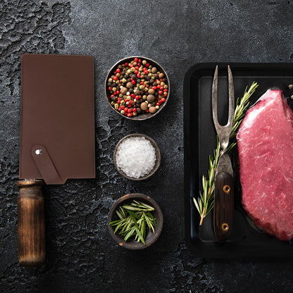 PU Leather Knife Meat Cleaver Sheath, Waterproof Chef Knife Guards Wide Knife Protector Cleaver Cover for Home Kitchen, Brown