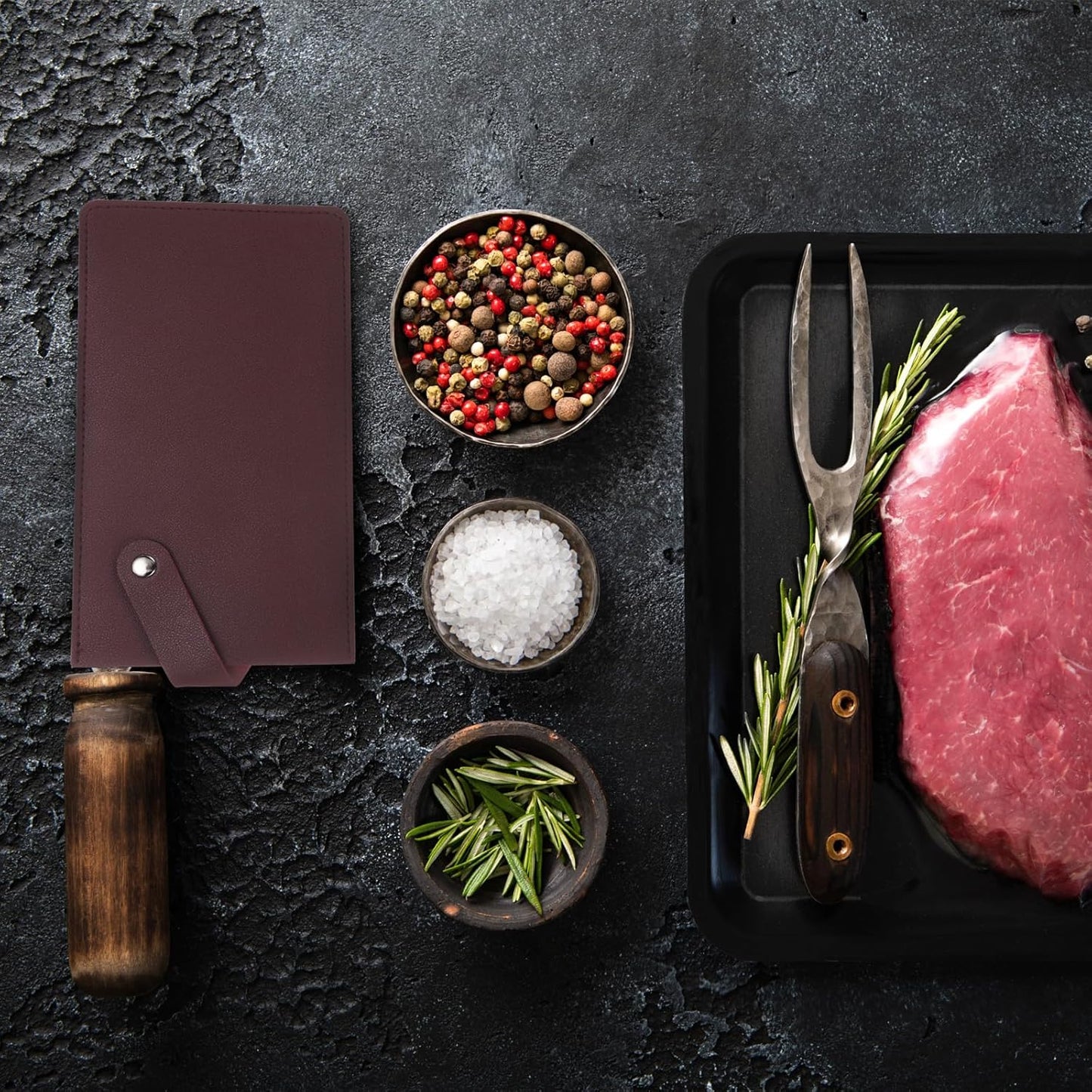 PU Leather Knife Meat Cleaver Sheath, Waterproof Chef Knife Guards Wide Knife Protector Cleaver Cover for Home Kitchen, Brown