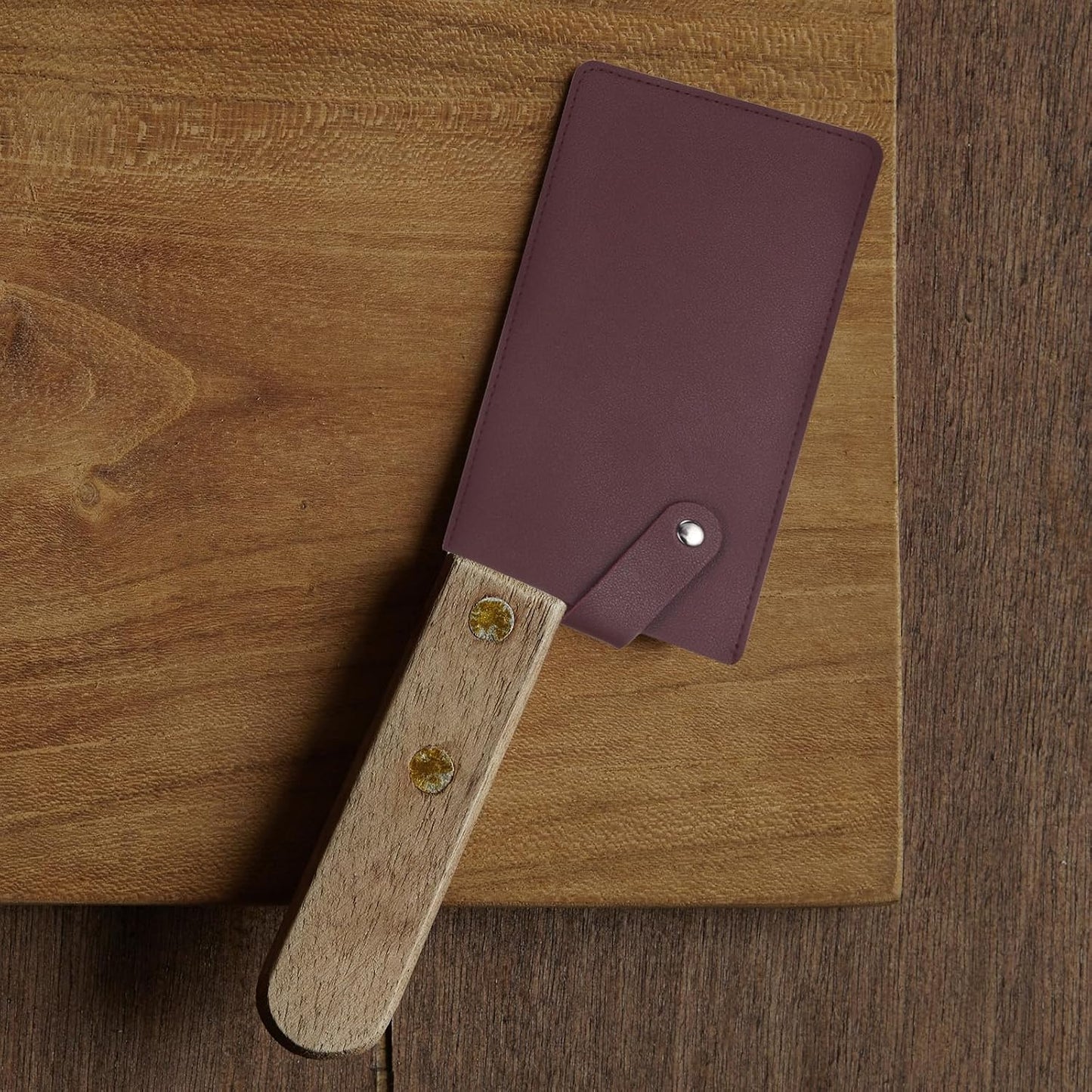 PU Leather Knife Meat Cleaver Sheath, Waterproof Chef Knife Guards Wide Knife Protector Cleaver Cover for Home Kitchen, Brown