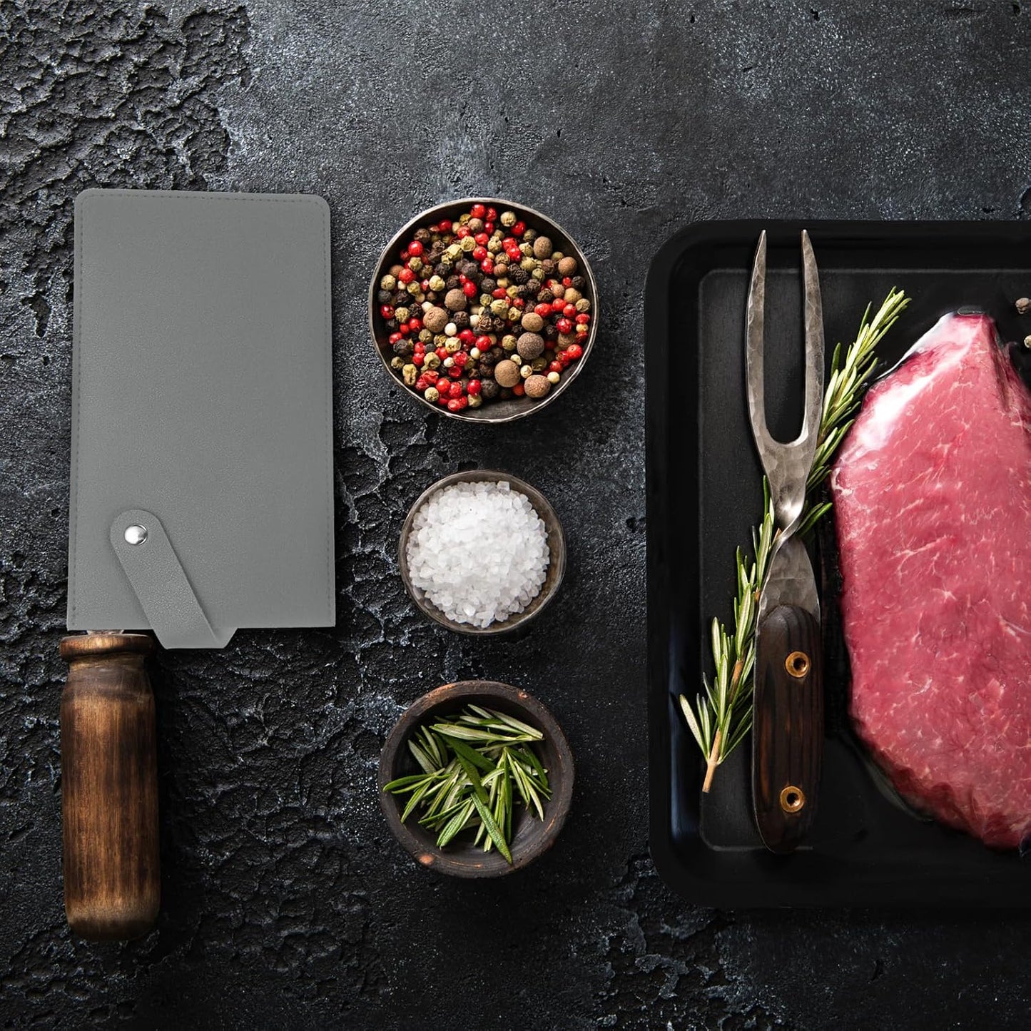 PU Leather Knife Meat Cleaver Sheath, Waterproof Chef Knife Guards Wide Knife Protector Cleaver Cover for Home Kitchen, Brown
