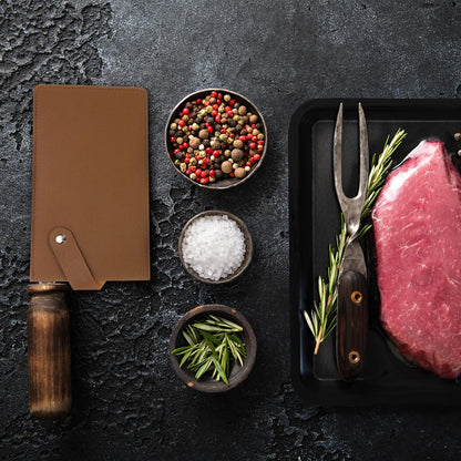 PU Leather Knife Meat Cleaver Sheath, Waterproof Chef Knife Guards Wide Knife Protector Cleaver Cover for Home Kitchen, Brown