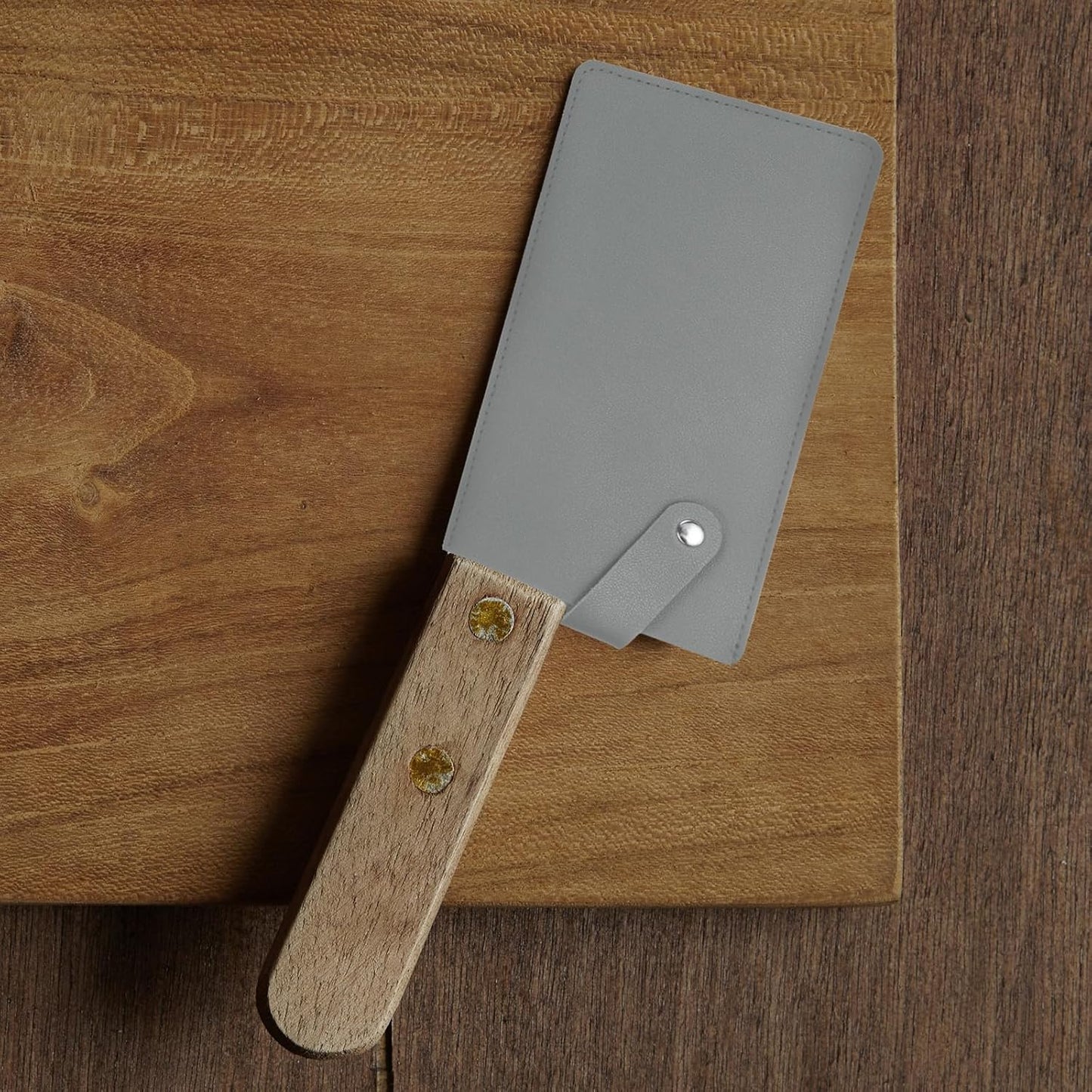 PU Leather Knife Meat Cleaver Sheath, Waterproof Chef Knife Guards Wide Knife Protector Cleaver Cover for Home Kitchen, Brown