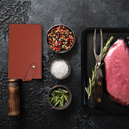 PU Leather Knife Meat Cleaver Sheath, Waterproof Chef Knife Guards Wide Knife Protector Cleaver Cover for Home Kitchen, Brown