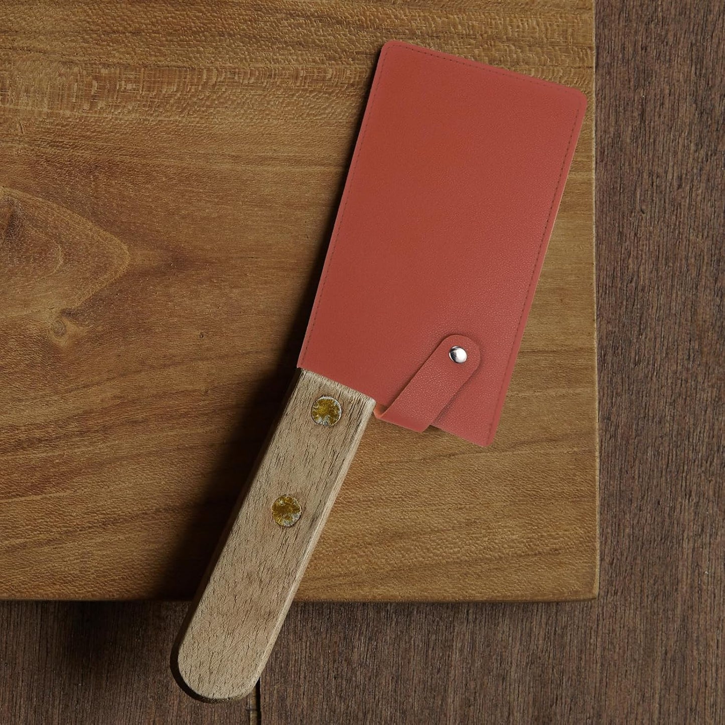 PU Leather Knife Meat Cleaver Sheath, Waterproof Chef Knife Guards Wide Knife Protector Cleaver Cover for Home Kitchen, Brown