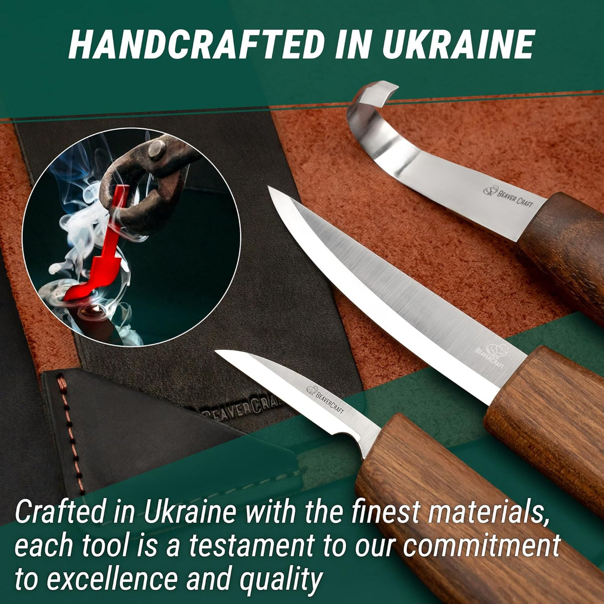 Spoon Wood Carving Kit - Spoon Carving Tools Set with Hook Knife, Sloyd, Chip, Small Detail Whittling Knives S13X - Deluxe Whittling Knife Set with & Leather Strop and Leather Case