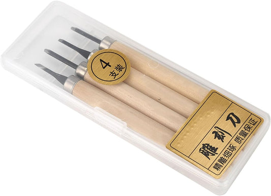 Wood Carving Tool 4 Pc Set,Small Wood Paddle, Sharpener Rubber Stamp Knives Micro Carving Tool Carving Tools Set (#1) 4pcs Wood Knife Manual (Number one)