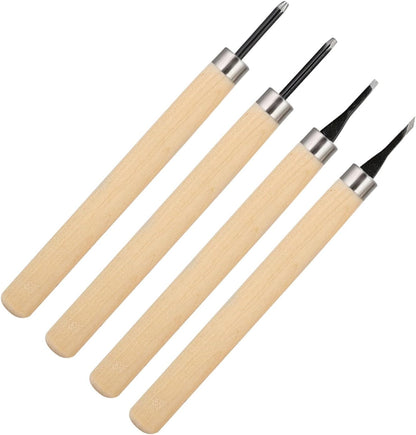 Wood Carving Tool 4 Pc Set,Small Wood Paddle, Sharpener Rubber Stamp Knives Micro Carving Tool Carving Tools Set (#1) 4pcs Wood Knife Manual (Number one)