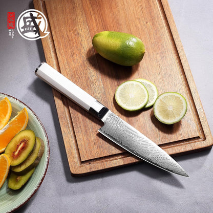 5.6-Inch Japanese Paring Knife, 67-Layer VG-Pro Damascus | Fruit Peeling and Trimming, Petty Knife Control, Deep-Cryo Treatment, G10 Handle, Sandalwood Box