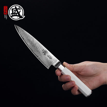 5.6-Inch Japanese Paring Knife, 67-Layer VG-Pro Damascus | Fruit Peeling and Trimming, Petty Knife Control, Deep-Cryo Treatment, G10 Handle, Sandalwood Box
