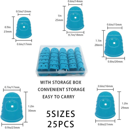 5 Sizes Guitar Fingertip Protector With Compact Box, Premium Silicone Guitar Finger Guards, Non-Slip Breathable Fingertip Protection Covers Caps for Sewing, String Instruments (Grey)
