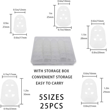 5 Sizes Guitar Fingertip Protector With Compact Box, Premium Silicone Guitar Finger Guards, Non-Slip Breathable Fingertip Protection Covers Caps for Sewing, String Instruments (Grey)