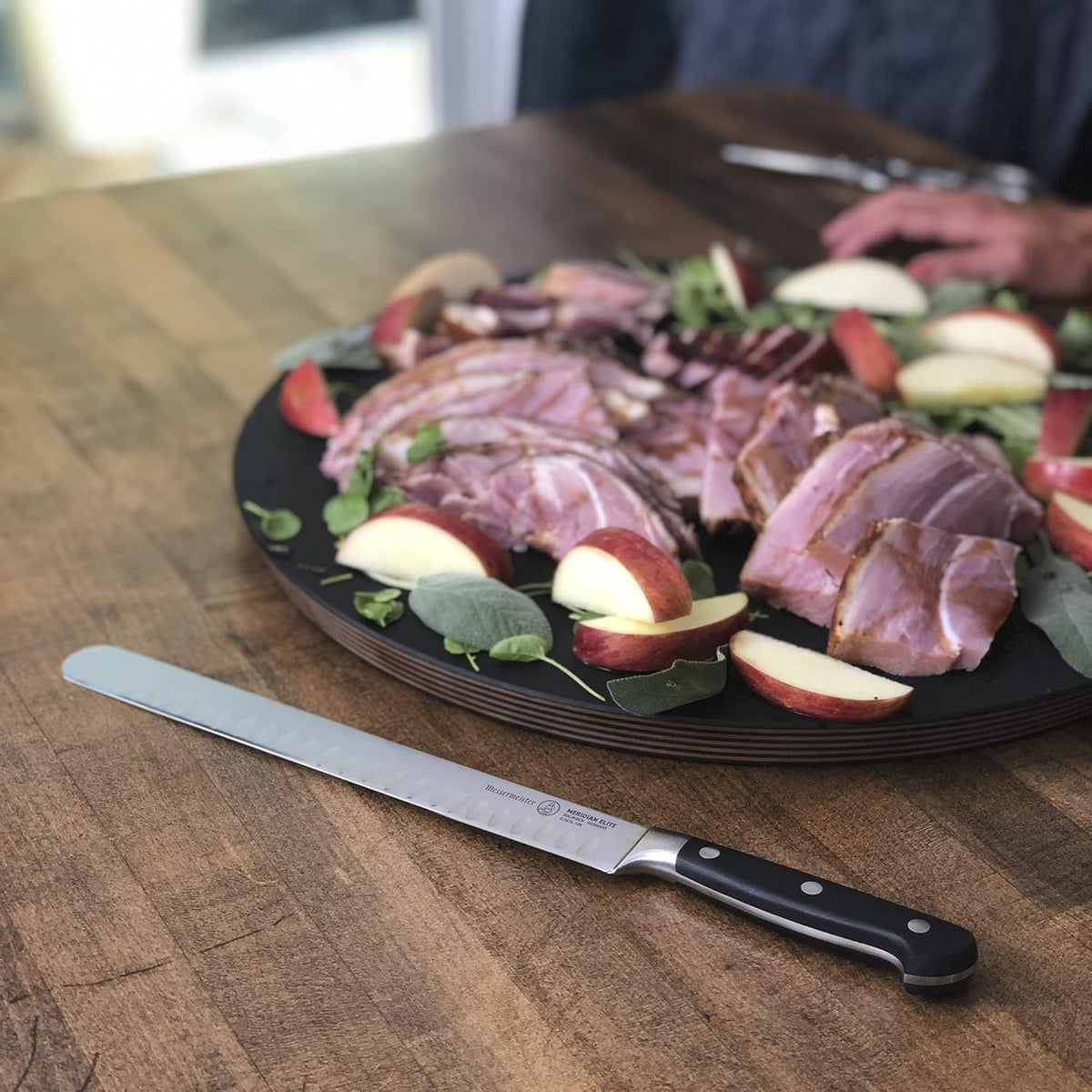 Meridian Elite 10” Round-Tip Kullenschliff Slicer Knife - Fine German Steel Alloy Blade - Rust Resistant & Easy to Maintain