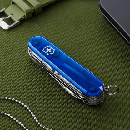Huntsman Swiss Army Knife, 15 Functions, Swiss Made Pocket Knife with Large Blade, Screwdriver, Scissors and Wood Saw - Red