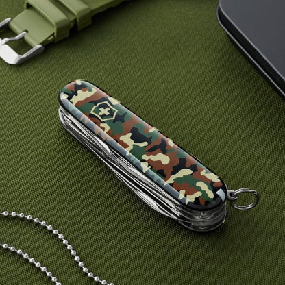 Huntsman Swiss Army Knife, 15 Functions, Swiss Made Pocket Knife with Large Blade, Screwdriver, Scissors and Wood Saw - Red