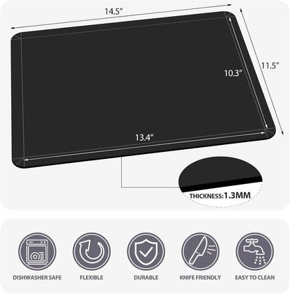 WK Flexible Plastic Cutting Boards Mats for Kitchen, Flexible Non Slip Cutting Mat, Thin Cutting Sheets, BPA Free, Dishwasher Safe, Multi Sizes