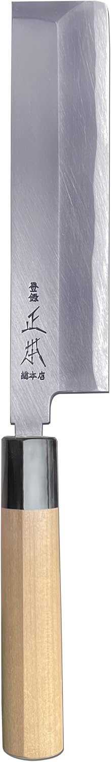 KS Japanese Usuba Knife with Sheath 7" (180mm) [HONBAZUKE] Made in JAPAN, Professional Japanese Vegetable Knife, Ultra Sharp Japanese Carbon Steel Blade, Wood Wa Handle, Black Ferrule