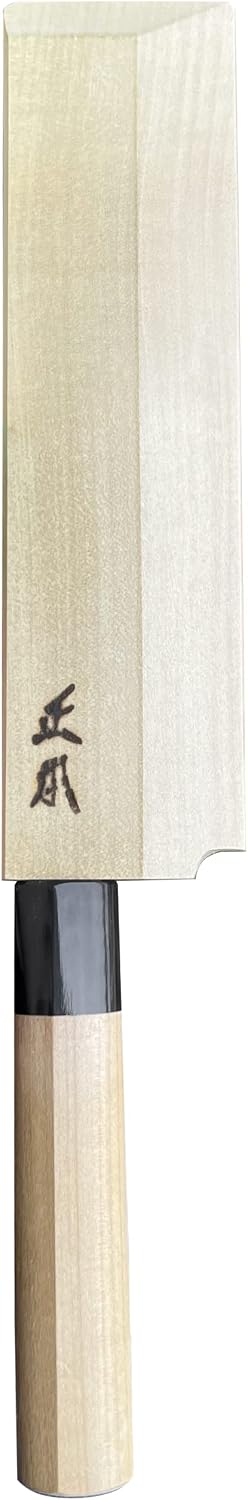 KS Japanese Usuba Knife with Sheath 7" (180mm) [HONBAZUKE] Made in JAPAN, Professional Japanese Vegetable Knife, Ultra Sharp Japanese Carbon Steel Blade, Wood Wa Handle, Black Ferrule