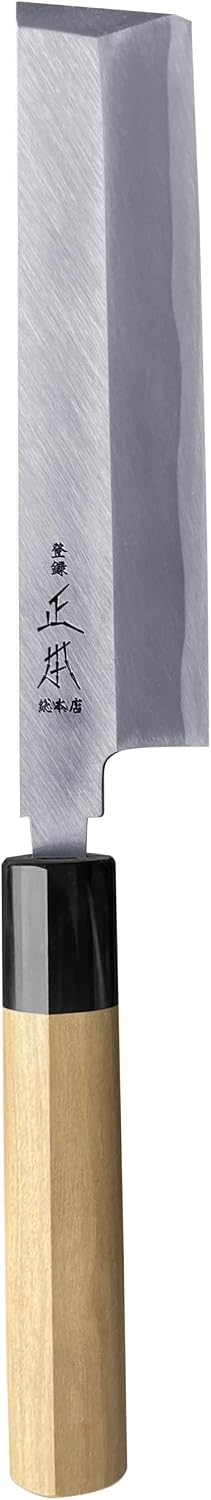 KS Japanese Usuba Knife with Sheath 7" (180mm) [HONBAZUKE] Made in JAPAN, Professional Japanese Vegetable Knife, Ultra Sharp Japanese Carbon Steel Blade, Wood Wa Handle, Black Ferrule