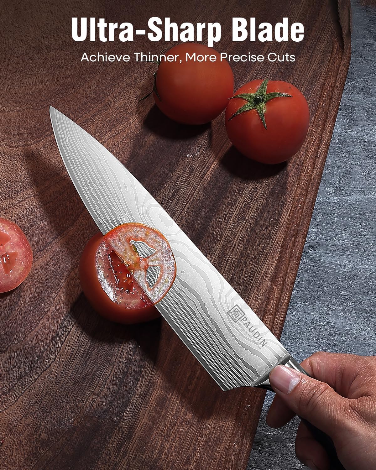 Knife Set, 5PCS Kitchen Knife Set without Block, Stainless Steel Chef Knife Set with Pakkawood Handle, Professional Kitchen Gift Sets for Cooking Lovers & Farther's Day