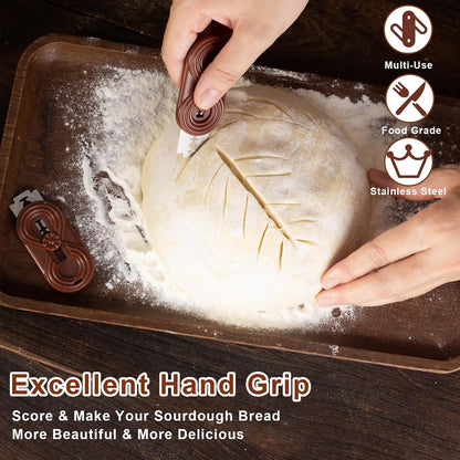 Bread Lame Dough Scoring Knife, Bread Scoring Tool,Upgraded Retractable & Magnetic Design, Anti-Slip Handle Professional Sourdough Tool for Homemade Sourdough Bread with 5 Blades