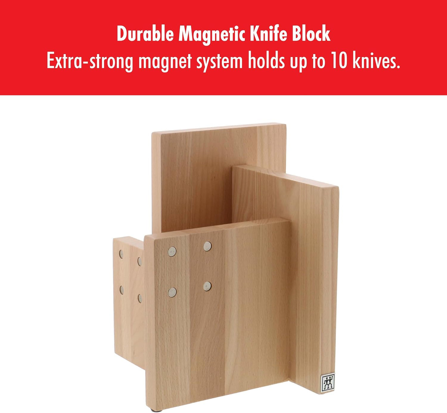 Upright Magnetic Knife Block, Made in Italy, Natural Beechwood Kitchen Knife Holder, Contemporary Countertop Storage