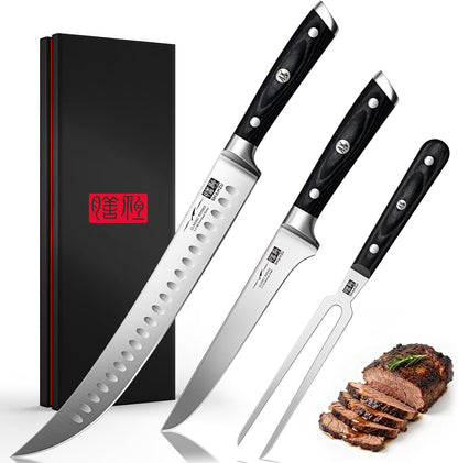 12" Brisket Slicing Knife - Carving Slicing Meat Knive in Wood Handle | For Brisket, Turkey, Meat, 5Cr15MoV Stainless Steel, Full Tang, Ergonomic Wood Handle, Razor Sharp, Gift Box Included