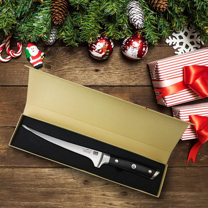 12" Brisket Slicing Knife - Carving Slicing Meat Knive in Wood Handle | For Brisket, Turkey, Meat, 5Cr15MoV Stainless Steel, Full Tang, Ergonomic Wood Handle, Razor Sharp, Gift Box Included