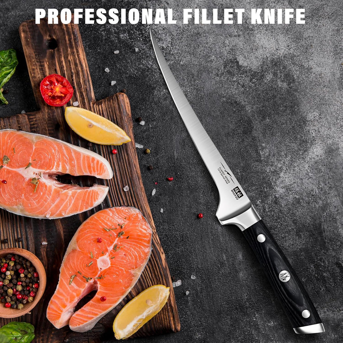 12" Brisket Slicing Knife - Carving Slicing Meat Knive in Wood Handle | For Brisket, Turkey, Meat, 5Cr15MoV Stainless Steel, Full Tang, Ergonomic Wood Handle, Razor Sharp, Gift Box Included