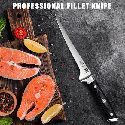 12" Brisket Slicing Knife - Carving Slicing Meat Knive in Wood Handle | For Brisket, Turkey, Meat, 5Cr15MoV Stainless Steel, Full Tang, Ergonomic Wood Handle, Razor Sharp, Gift Box Included