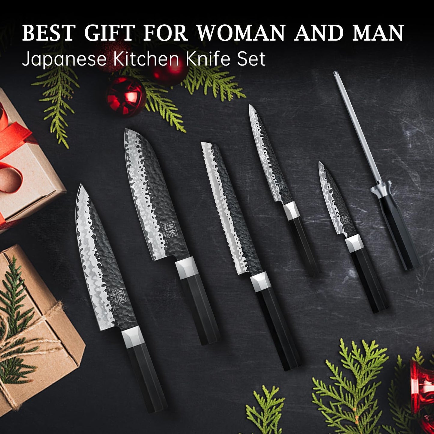 12" Brisket Slicing Knife - Carving Slicing Meat Knive in Wood Handle | For Brisket, Turkey, Meat, 5Cr15MoV Stainless Steel, Full Tang, Ergonomic Wood Handle, Razor Sharp, Gift Box Included