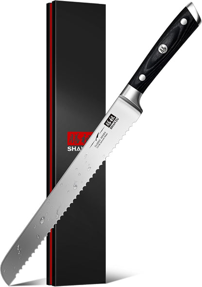 12" Brisket Slicing Knife - Carving Slicing Meat Knive in Wood Handle | For Brisket, Turkey, Meat, 5Cr15MoV Stainless Steel, Full Tang, Ergonomic Wood Handle, Razor Sharp, Gift Box Included