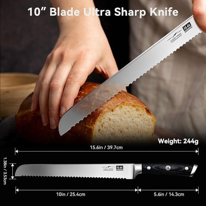 12" Brisket Slicing Knife - Carving Slicing Meat Knive in Wood Handle | For Brisket, Turkey, Meat, 5Cr15MoV Stainless Steel, Full Tang, Ergonomic Wood Handle, Razor Sharp, Gift Box Included