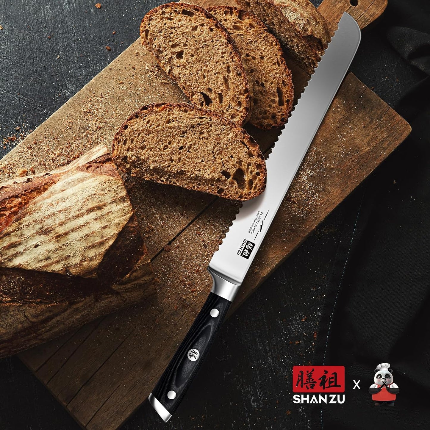 12" Brisket Slicing Knife - Carving Slicing Meat Knive in Wood Handle | For Brisket, Turkey, Meat, 5Cr15MoV Stainless Steel, Full Tang, Ergonomic Wood Handle, Razor Sharp, Gift Box Included