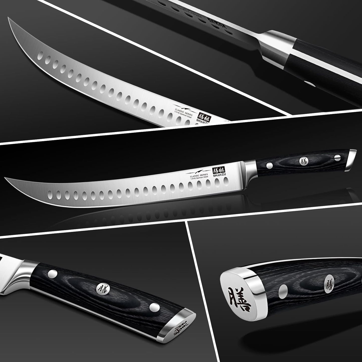12" Brisket Slicing Knife - Carving Slicing Meat Knive in Wood Handle | For Brisket, Turkey, Meat, 5Cr15MoV Stainless Steel, Full Tang, Ergonomic Wood Handle, Razor Sharp, Gift Box Included