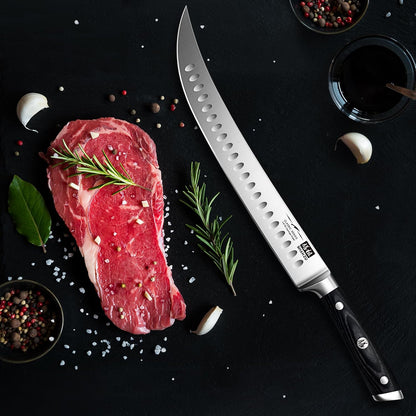 12" Brisket Slicing Knife - Carving Slicing Meat Knive in Wood Handle | For Brisket, Turkey, Meat, 5Cr15MoV Stainless Steel, Full Tang, Ergonomic Wood Handle, Razor Sharp, Gift Box Included