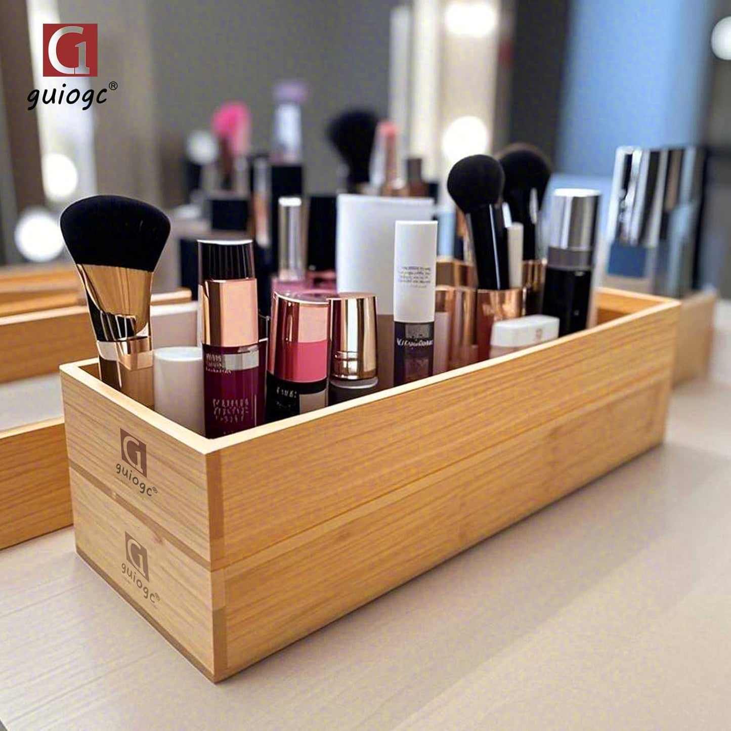 Silverware Drawer Organizer, Utensil Organizer, Bamboo Storage Box Wood Tray for Drawer Set of 2