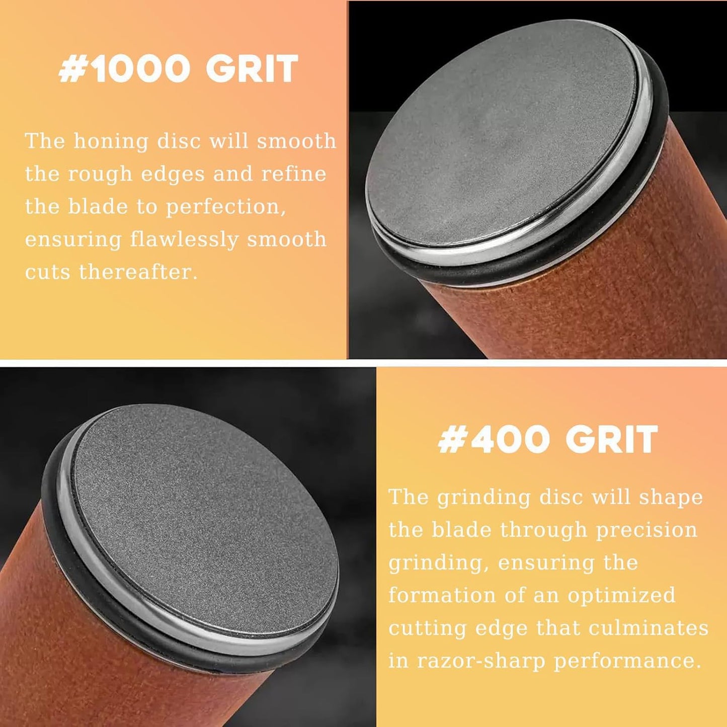 Rolling Knife Sharpener Kit, Diamond and Ceramic Discs Roller Knife Sharpener Tool, 15° and 20° Magnetic Angle Guide Kitchen Easy Knife Sharpening Set