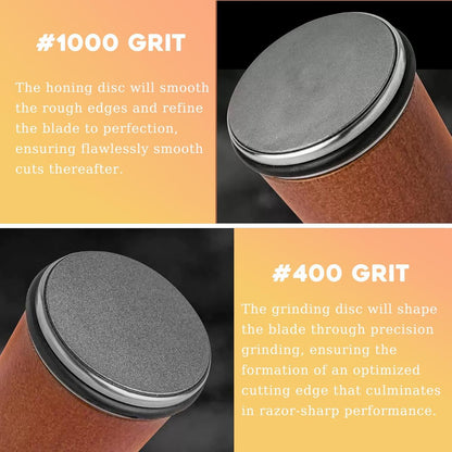 Rolling Knife Sharpener Kit, Diamond and Ceramic Discs Roller Knife Sharpener Tool, 15° and 20° Magnetic Angle Guide Kitchen Easy Knife Sharpening Set