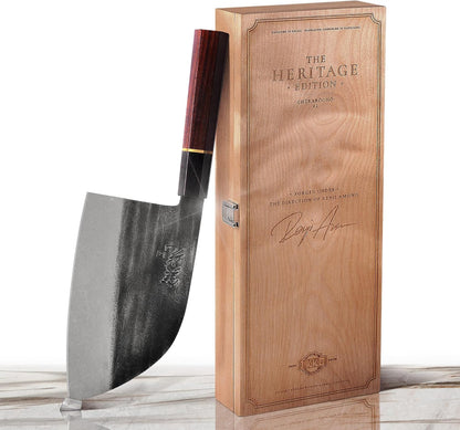 ® Heritage Edition – Chukabocho #2 Japanese Cleaver Knife | Hand-Forged AUS-8 Steel Butcher Knife with Ebony & Rosewood Handle – Heavy-Duty Meat & Vegetable Cleaver with 3× Edge Retention