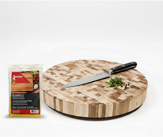 Extra Large 18 x 2 Inches Canadian Maple Round End Grain Chopping Butcher Block, Ideal for Non Cooked Meat