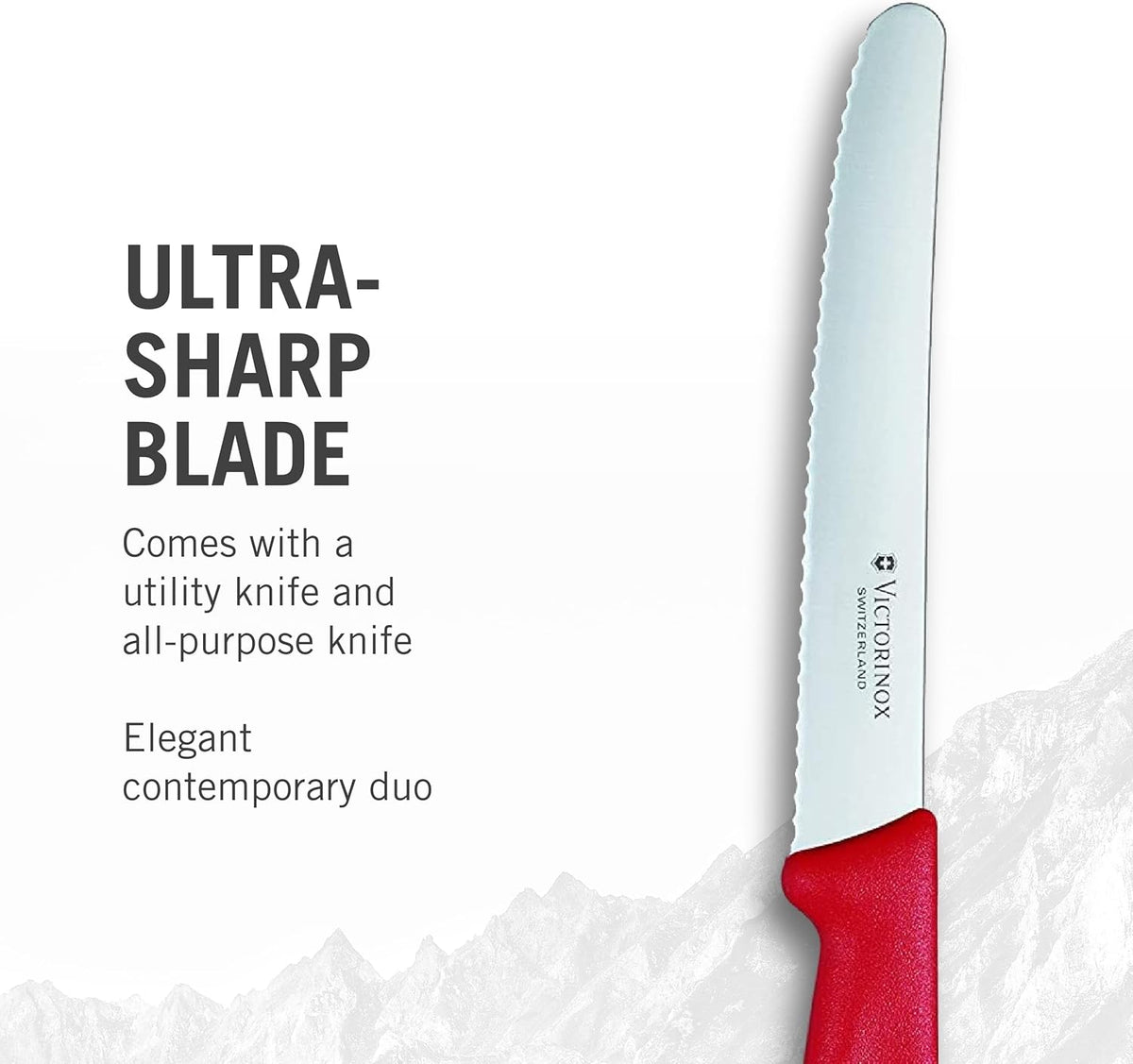 Swiss Classic 2 Piece Paring Knife Set, 3.25" Straight and 4.5" Utility, Red