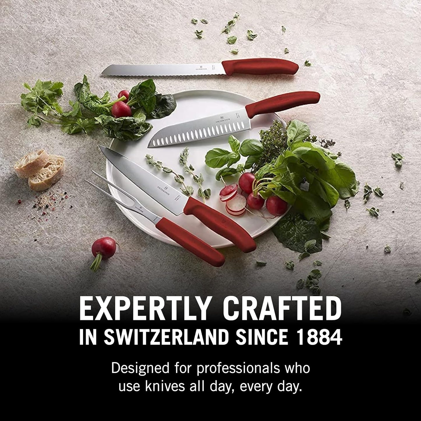 Swiss Classic 2 Piece Paring Knife Set, 3.25" Straight and 4.5" Utility, Red