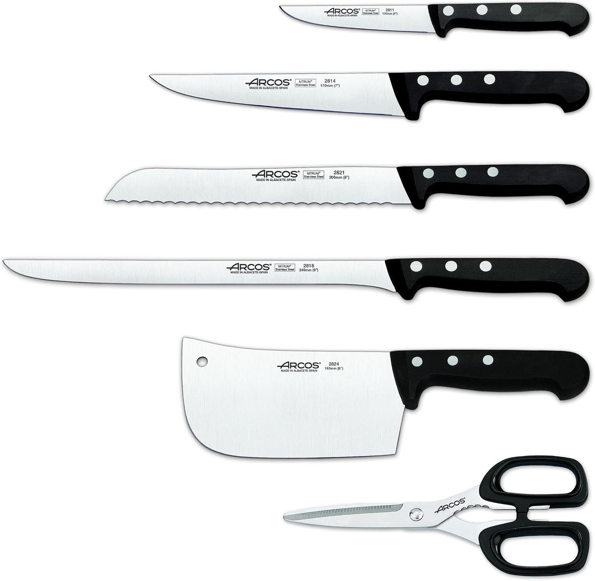 Salmon Knife/Fish Knife 11 Inch Nitrum Stainless Steel and 290 mm blade. Ergonomic Polyoxymethylene POM Handle. Series Universal. Long, sturdy blade and serrated edge. Easily cuts. Color Black