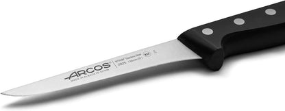 Salmon Knife/Fish Knife 11 Inch Nitrum Stainless Steel and 290 mm blade. Ergonomic Polyoxymethylene POM Handle. Series Universal. Long, sturdy blade and serrated edge. Easily cuts. Color Black