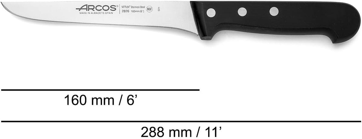 Salmon Knife/Fish Knife 11 Inch Nitrum Stainless Steel and 290 mm blade. Ergonomic Polyoxymethylene POM Handle. Series Universal. Long, sturdy blade and serrated edge. Easily cuts. Color Black