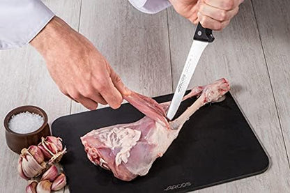 Salmon Knife/Fish Knife 11 Inch Nitrum Stainless Steel and 290 mm blade. Ergonomic Polyoxymethylene POM Handle. Series Universal. Long, sturdy blade and serrated edge. Easily cuts. Color Black